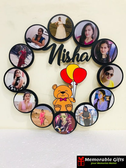 Name with teddy wooden wall hanging ( 15*15 inches)