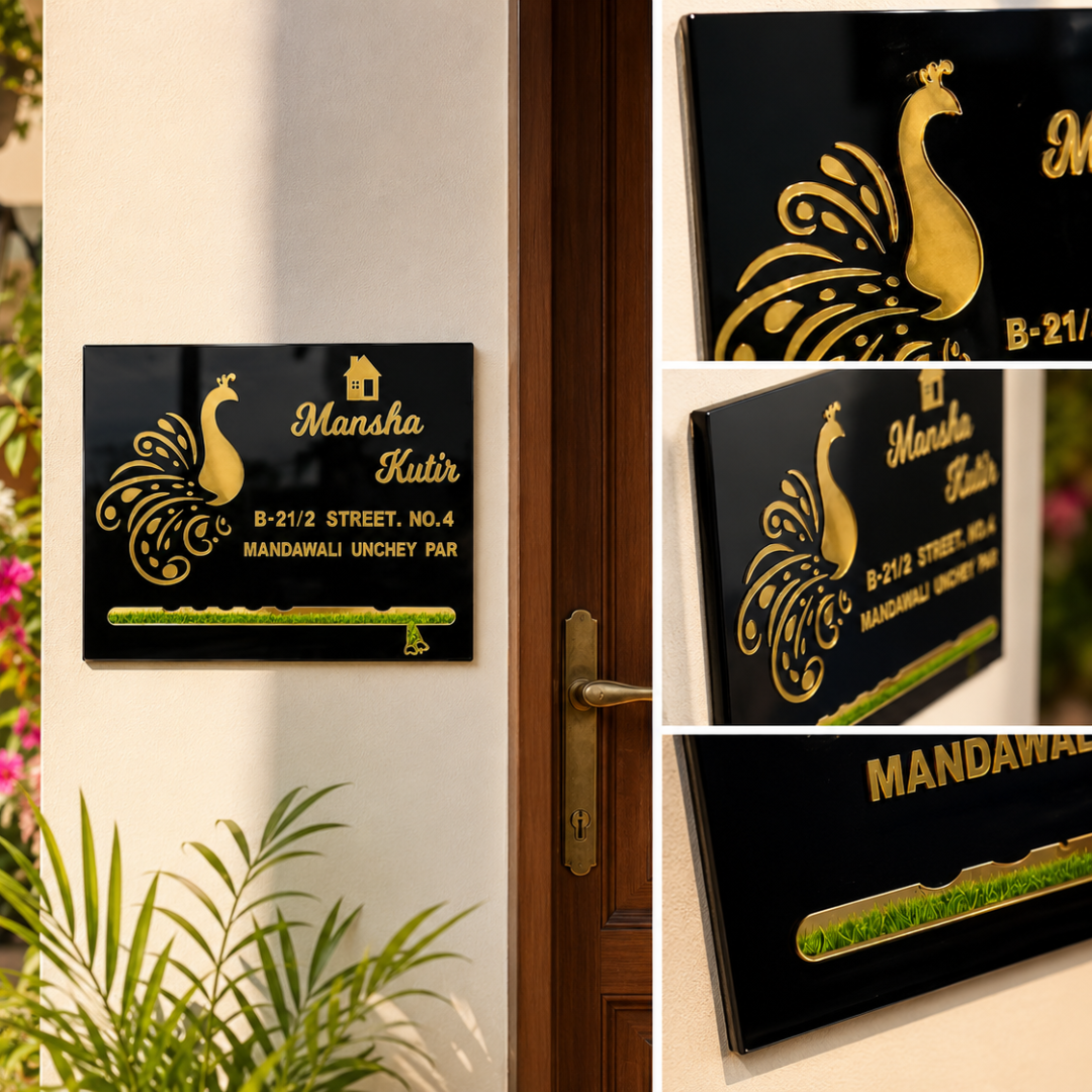 Name plate(Black + golden acrylic)