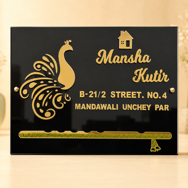 Name plate(Black + golden acrylic)