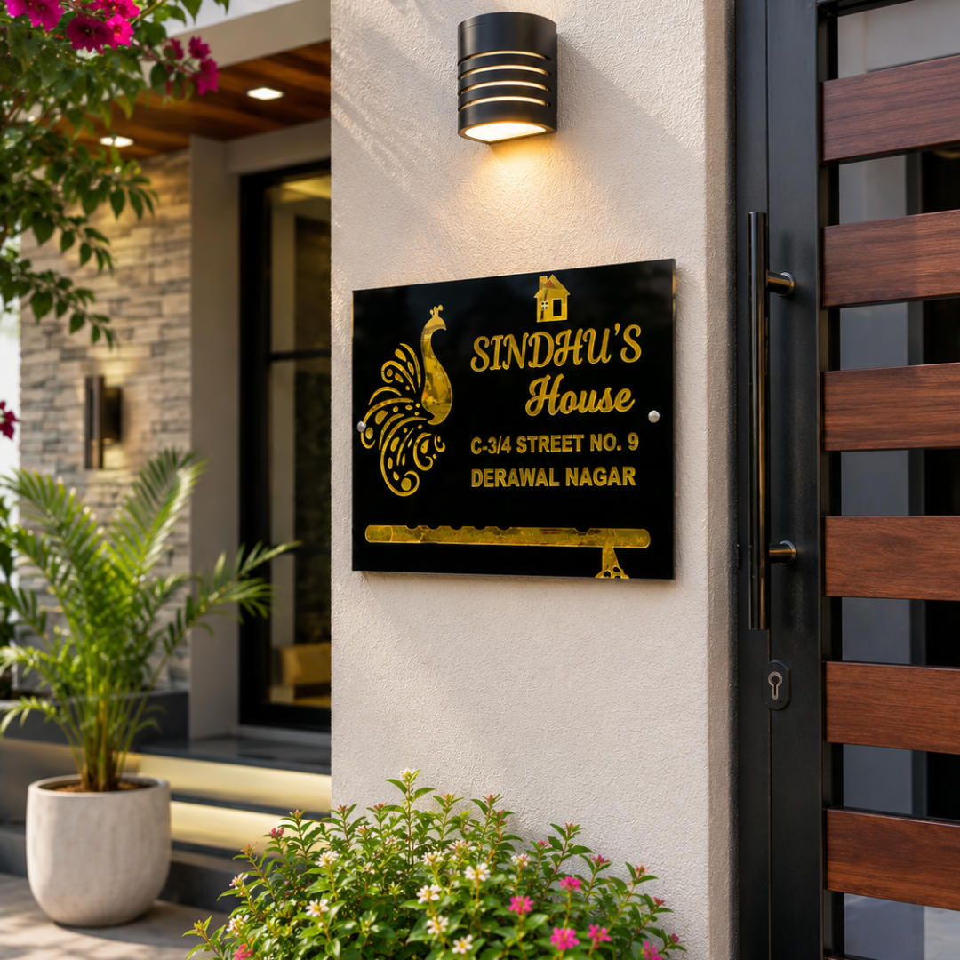 Name plate(Black + golden acrylic)