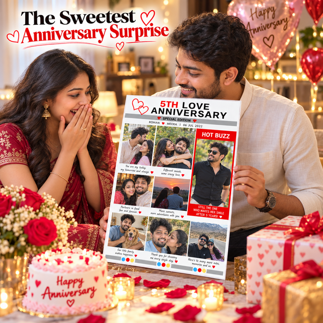 Personalised Newspaper For Anniversary (Laminated)
