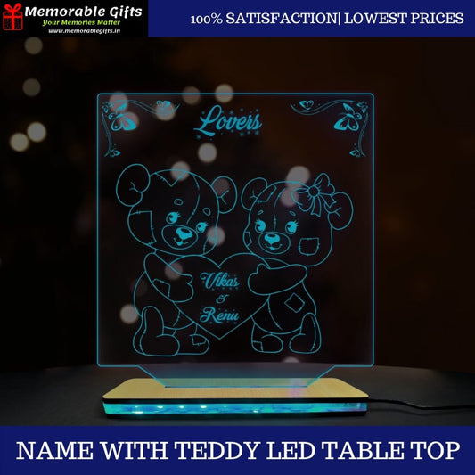 Name With Teddy LED table Top