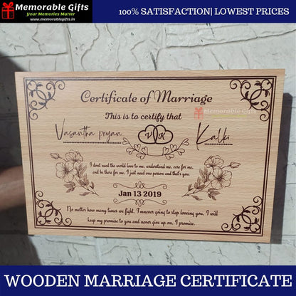 Wooden Marriage Certificate