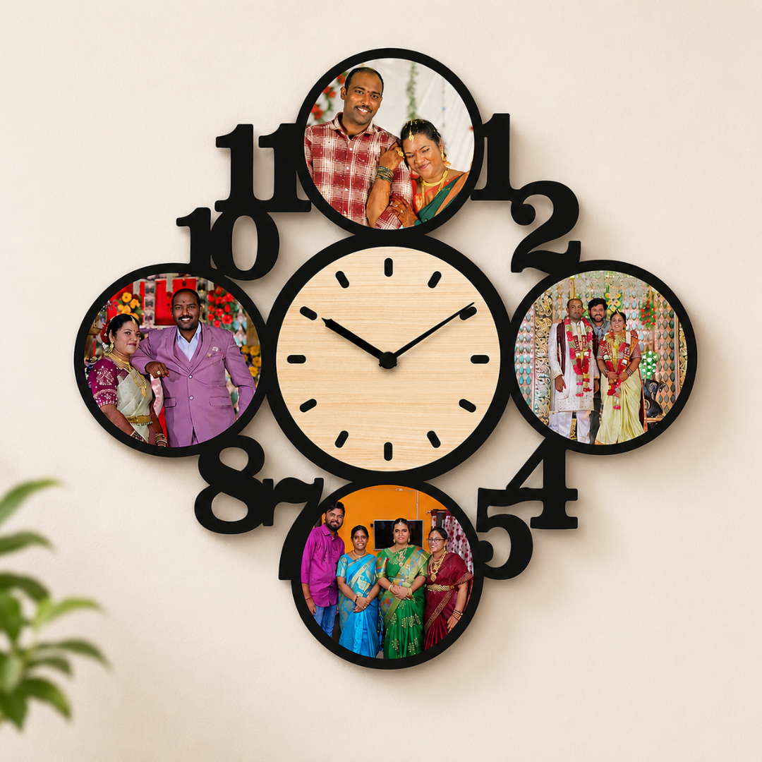 4 Pictures Wall Clock