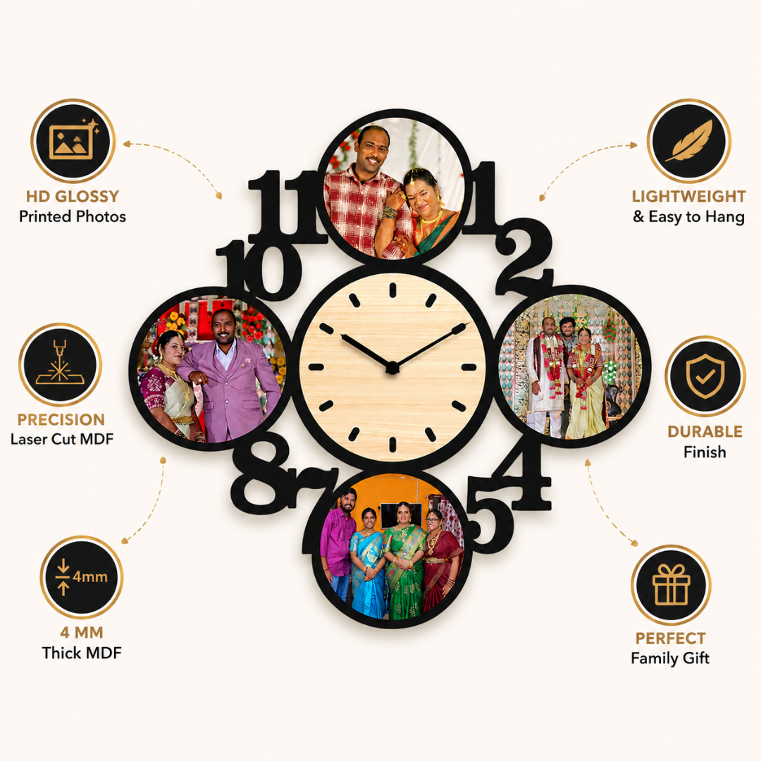 4 Pictures Wall Clock