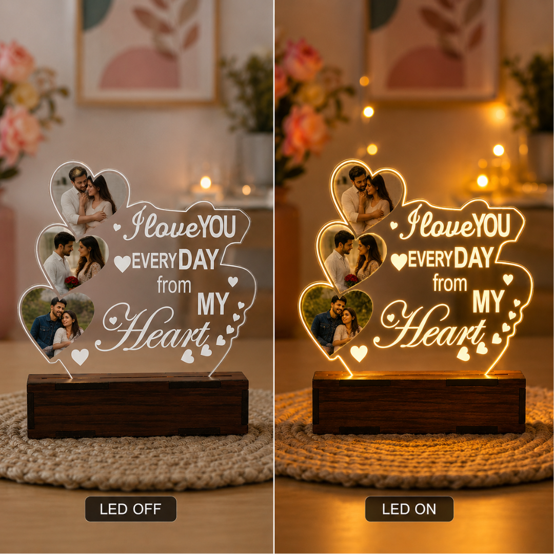 3 Heart LED Table Top