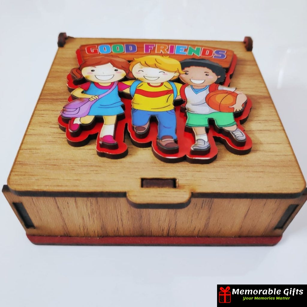 Good Friends Wooden Box With Friendship bottle