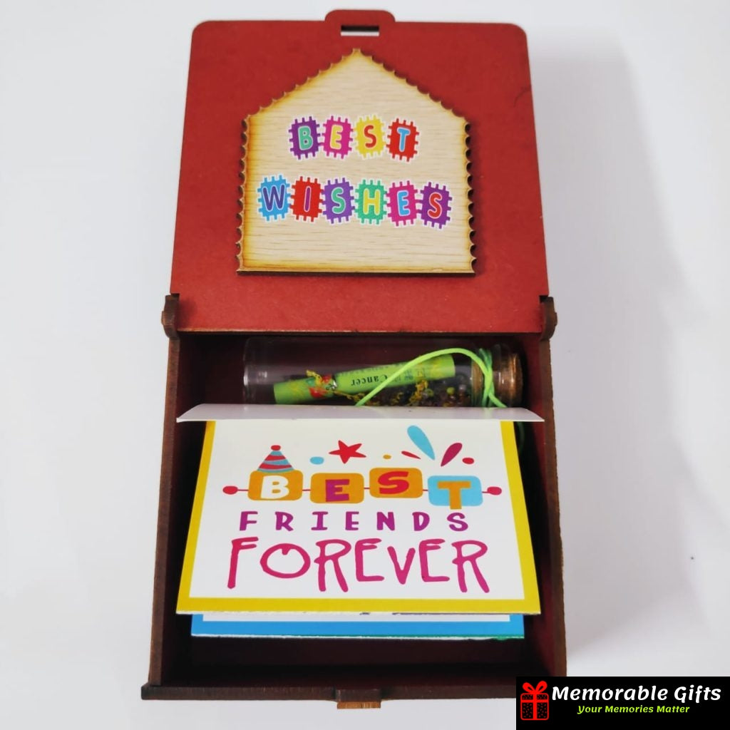 Good Friends Wooden Box With Friendship bottle