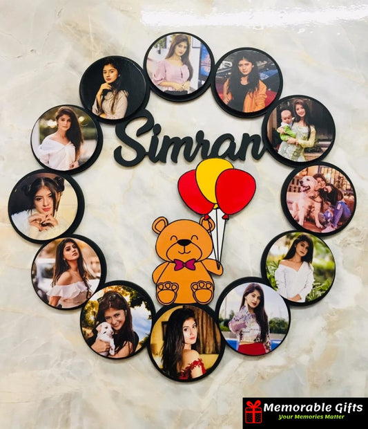 Name with teddy wooden wall hanging ( 15*15 inches)