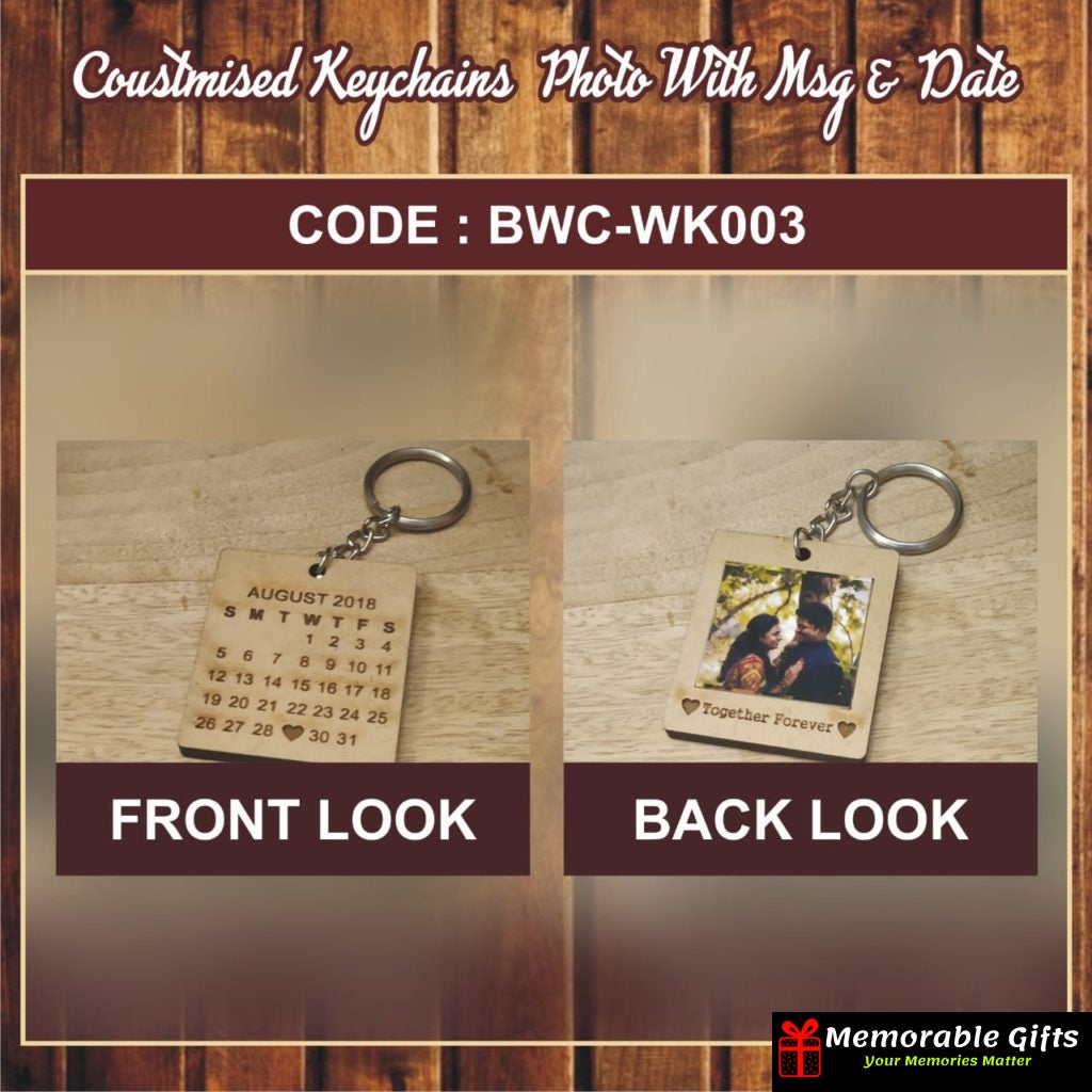 Customised Keychain Photo With Msg nd Date