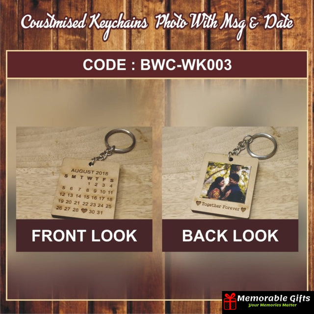 Customised Keychain Photo With Msg nd Date