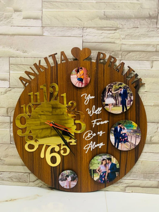 MDF Clock with 5 pictures