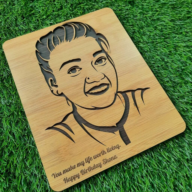 3D LASERCUT HAND ASSEMBLED WOODEN SOLO PORTRAIT  (SINGLE FACE)