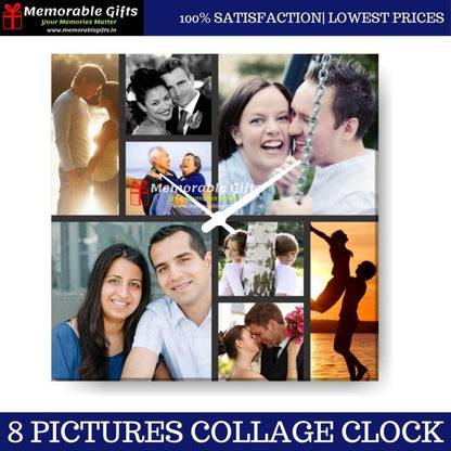 8 Pictures Collage Clock