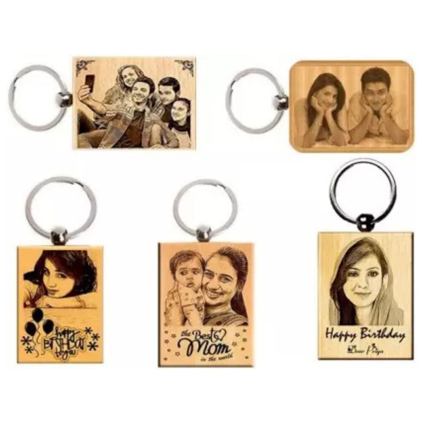 Giftiliya Wooden Portrait Keychain