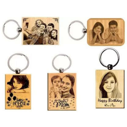 Giftiliya Wooden Portrait Keychain