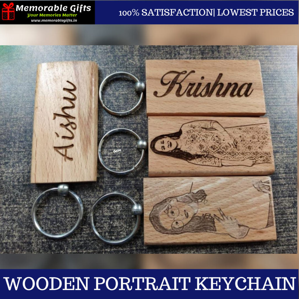 Giftiliya Wooden Portrait Keychain