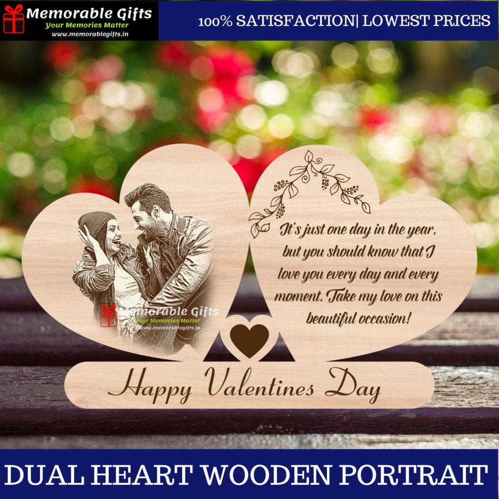 Dual Heart Wooden Portrait