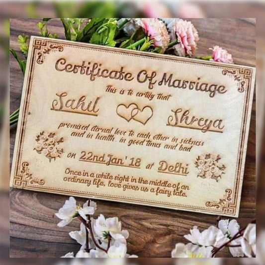 Wooden Marriage Certificate