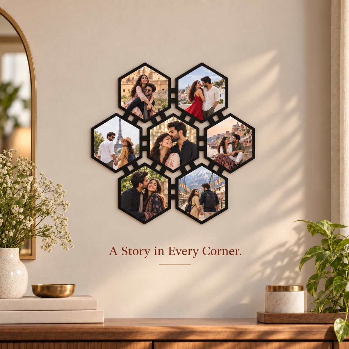 Hexagonal Collage Wall Frame 14x14 inches