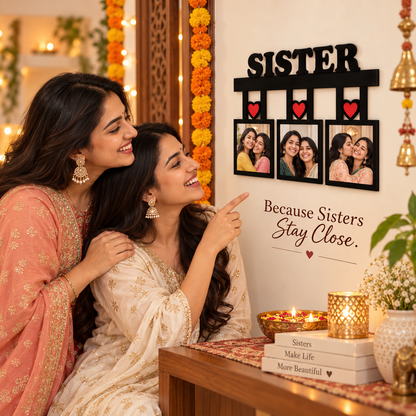 Sister Wall Frame With 3 Pictures Rakhi