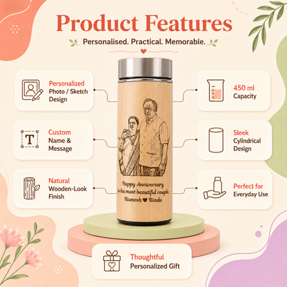 Giftiliya Bamboo Sketch Bottle