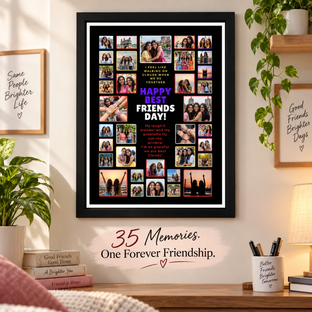 Best Friend 35 Picture Frame displayed above a desk