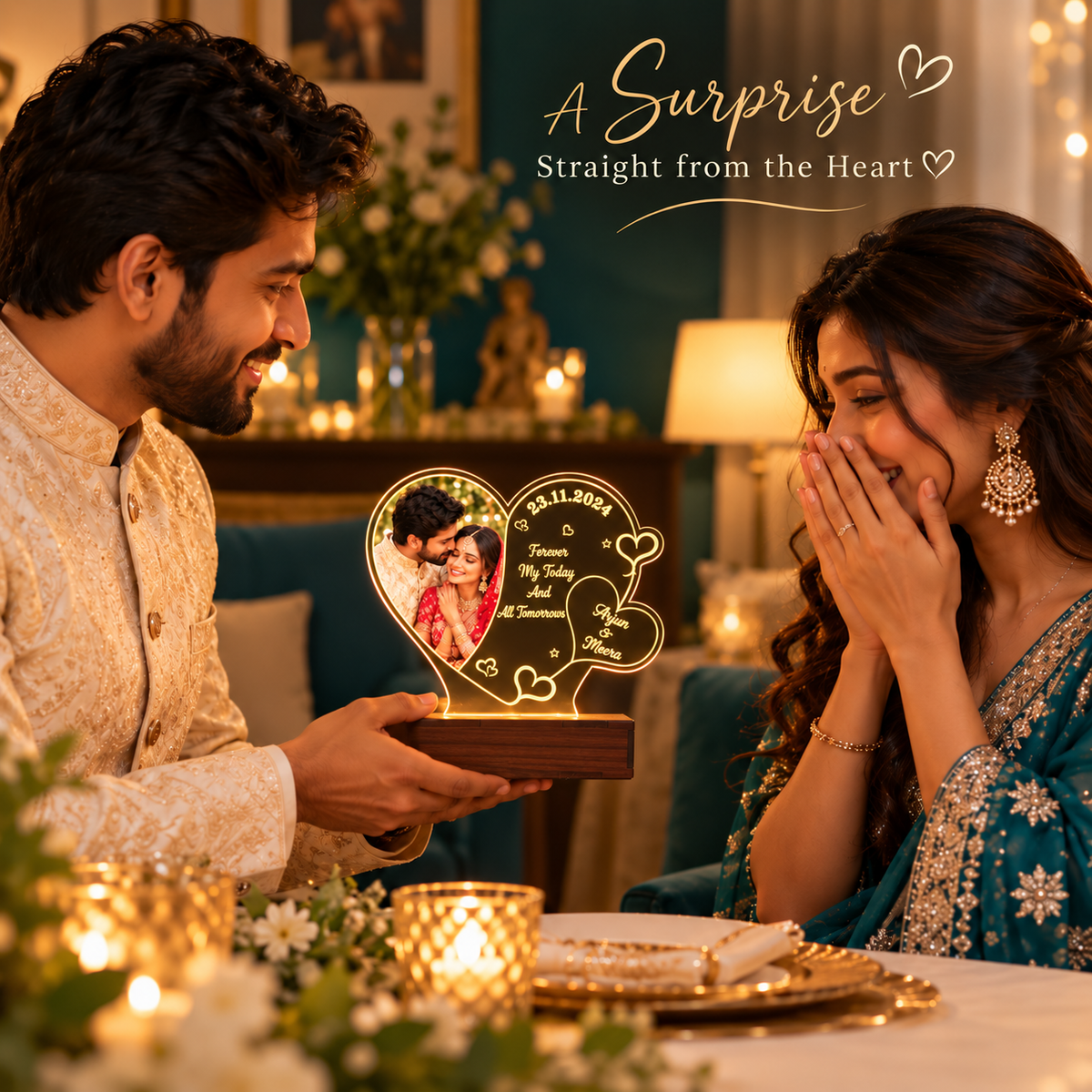 Couple Heart LED Table Top