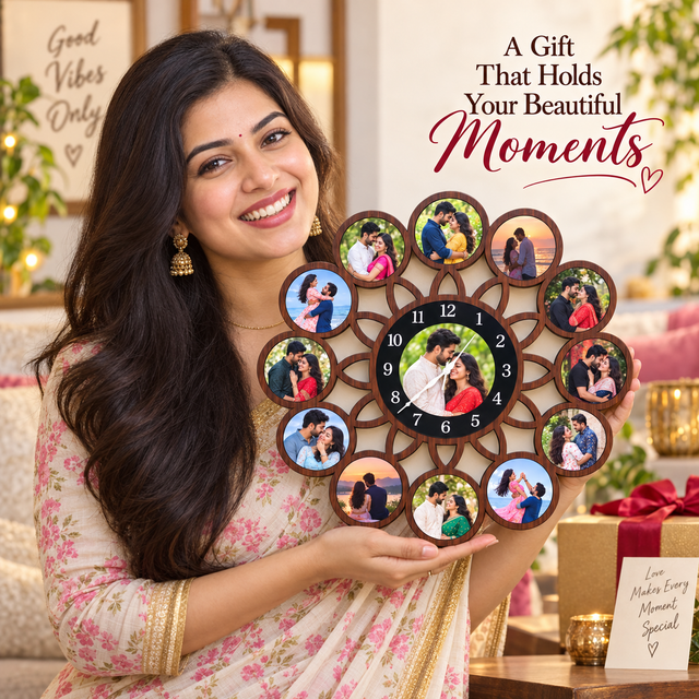 Giftiliya Circular Wall Clock with 13 Pictures