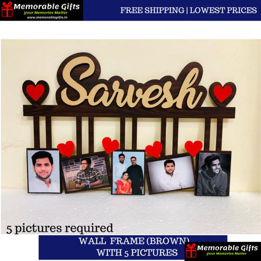 WALL FRAME (Brown) With 5 Pictures