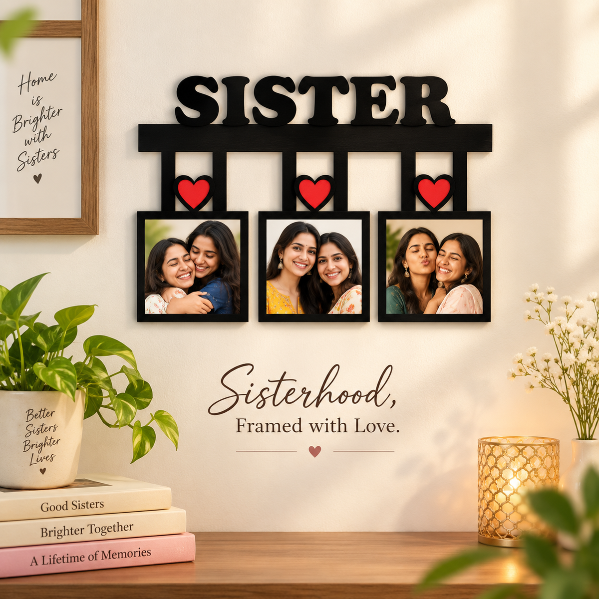 Sister Wall Frame With 3 Pictures Rakhi