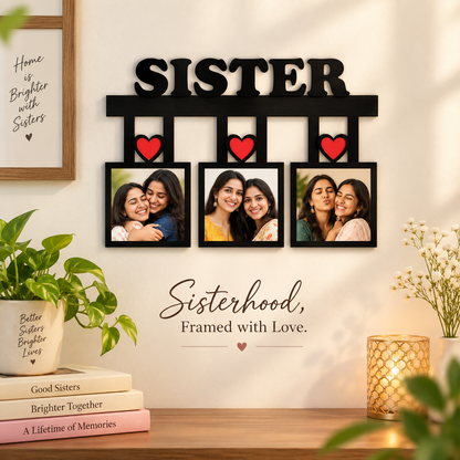 Sister Wall Frame With 3 Pictures Rakhi