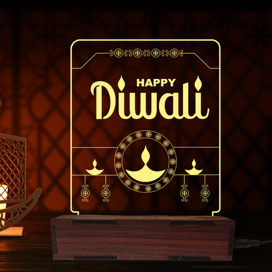 Giftiliya Happy Diwali Acrylic led Table lamp