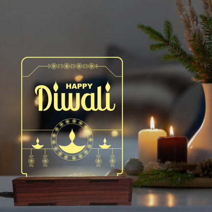 Giftiliya Happy Diwali Acrylic led Table lamp