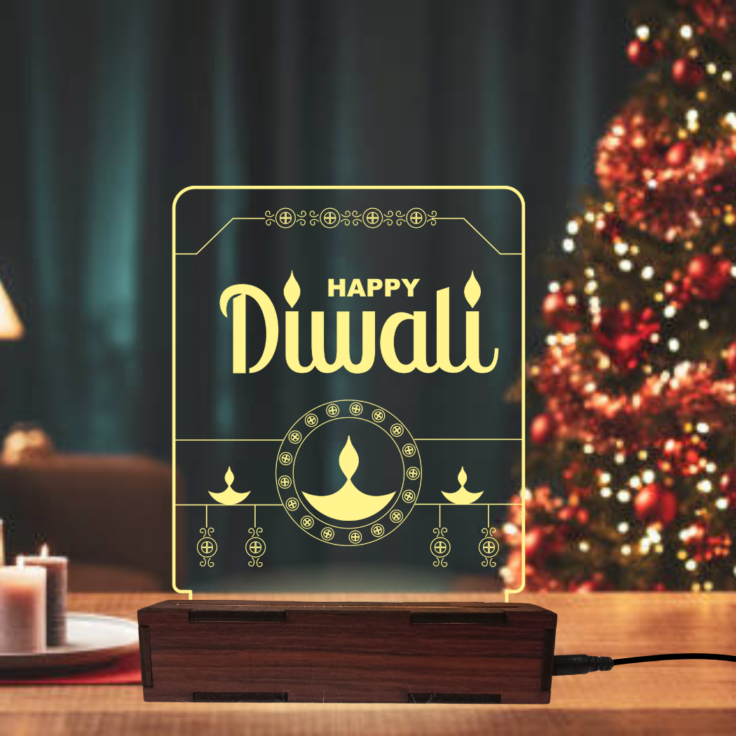 Giftiliya Happy Diwali Acrylic led Table lamp