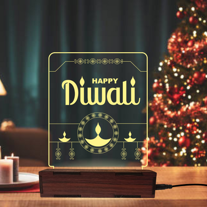 Giftiliya Happy Diwali Acrylic led Table lamp