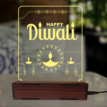 Giftiliya Happy Diwali Acrylic led Table lamp