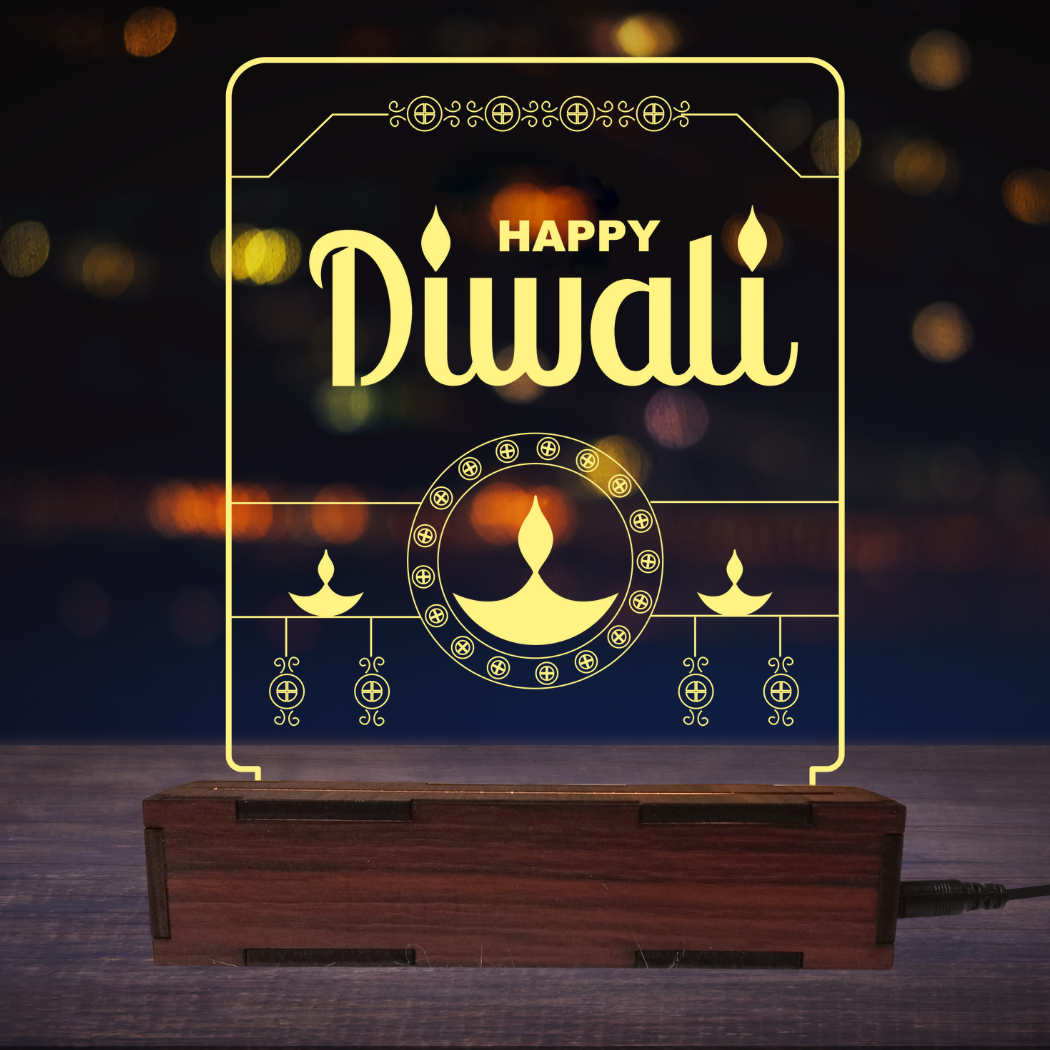 Giftiliya Happy Diwali Acrylic led Table lamp