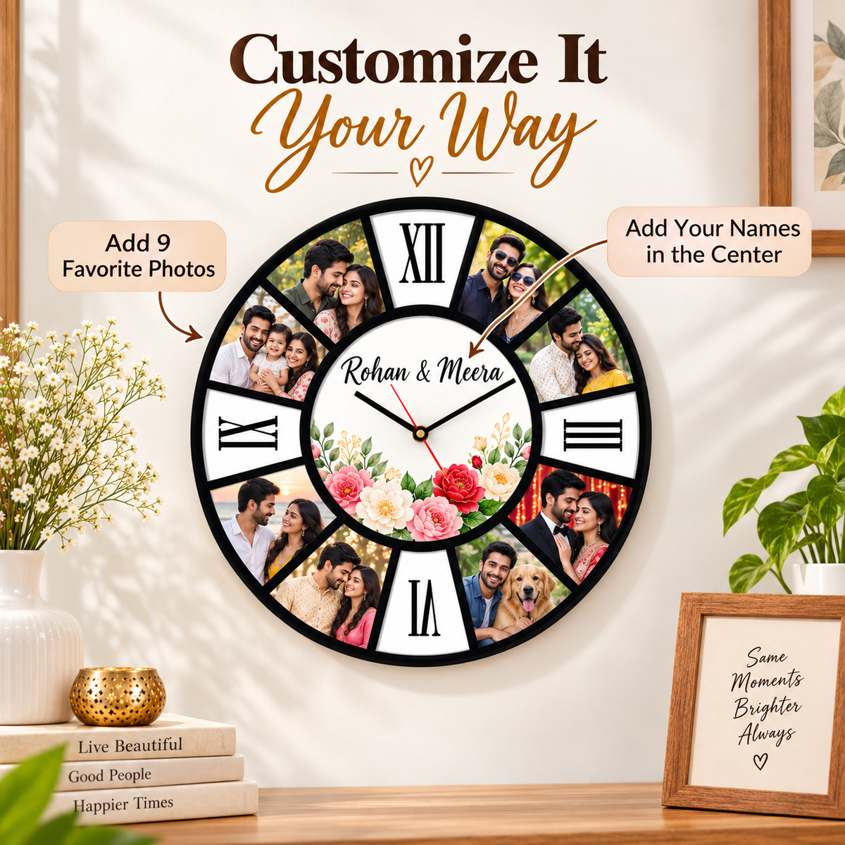 9 PICTURES CLOCK