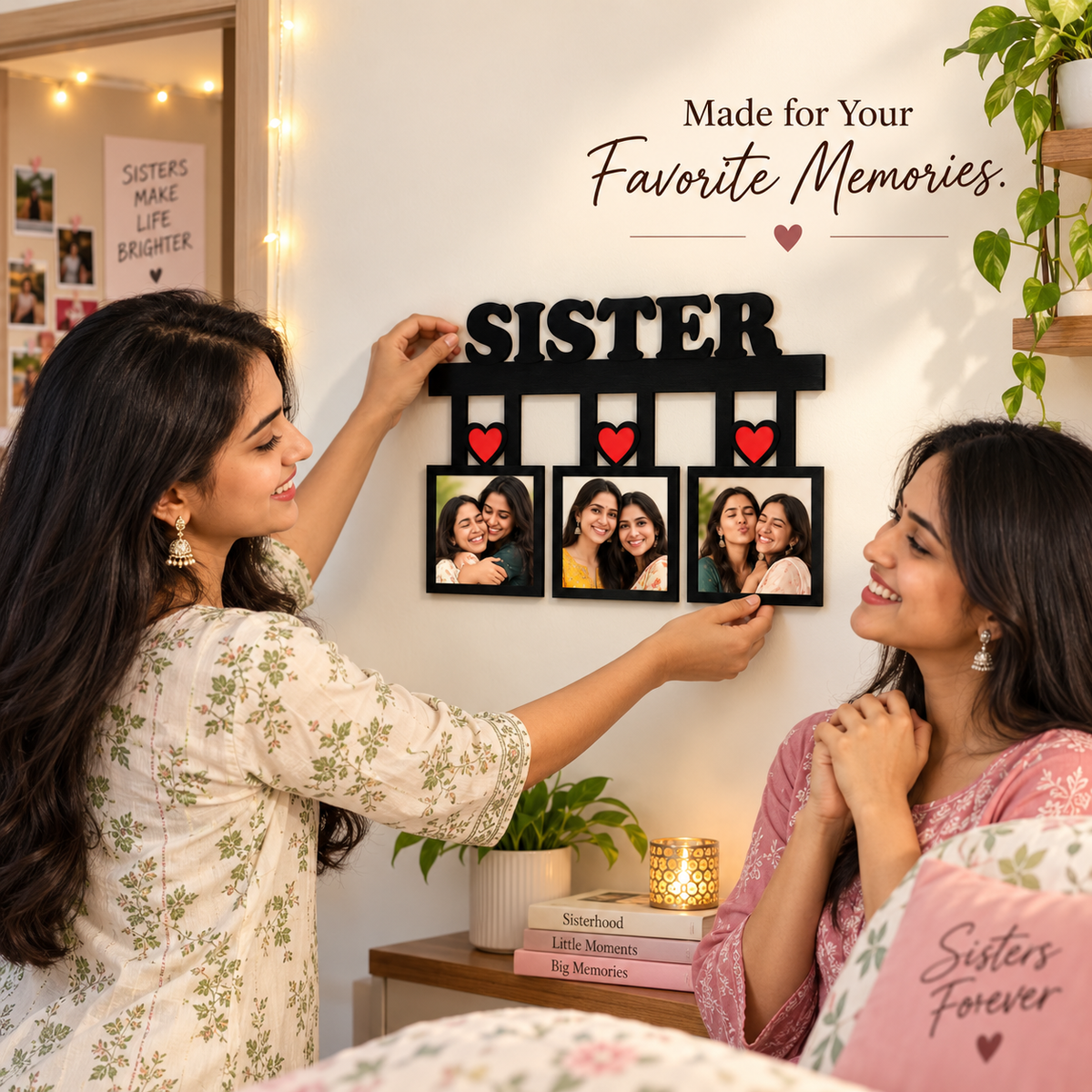 Sister Wall Frame With 3 Pictures Rakhi