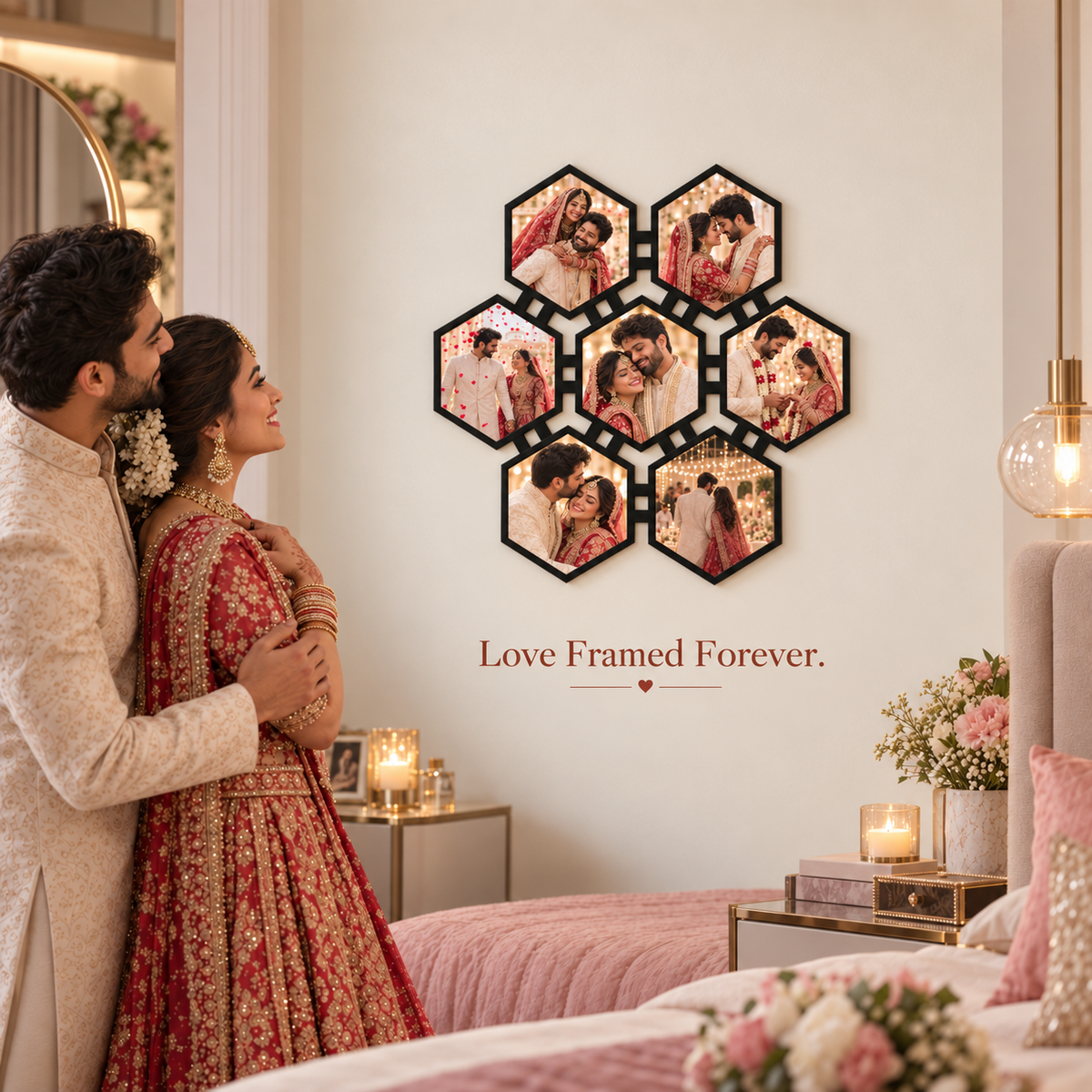 Hexagonal Collage Wall Frame 14x14 inches