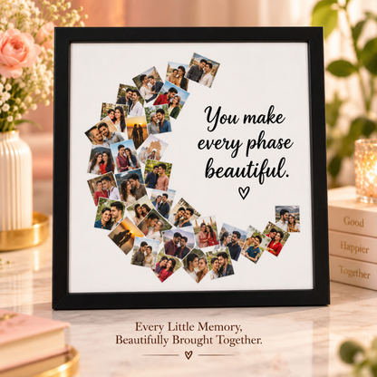 Close-up of Giftiliya Moon Frame with 32 personalized photos