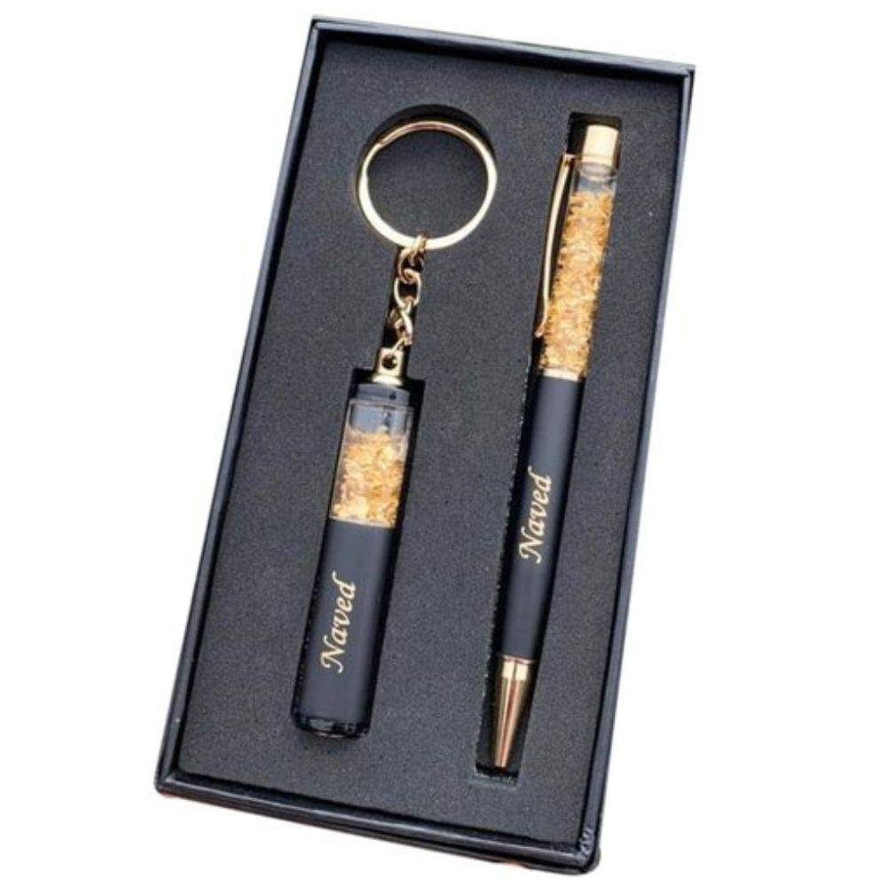 Metal Crystal Pen and Keychain Set