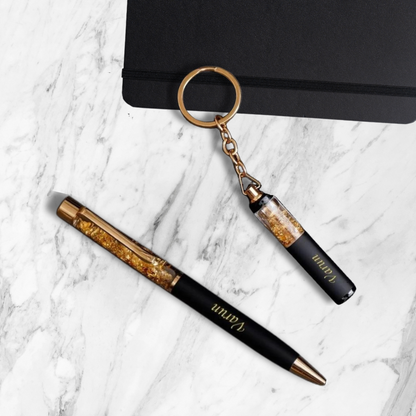 Metal Crystal Pen and Keychain Set