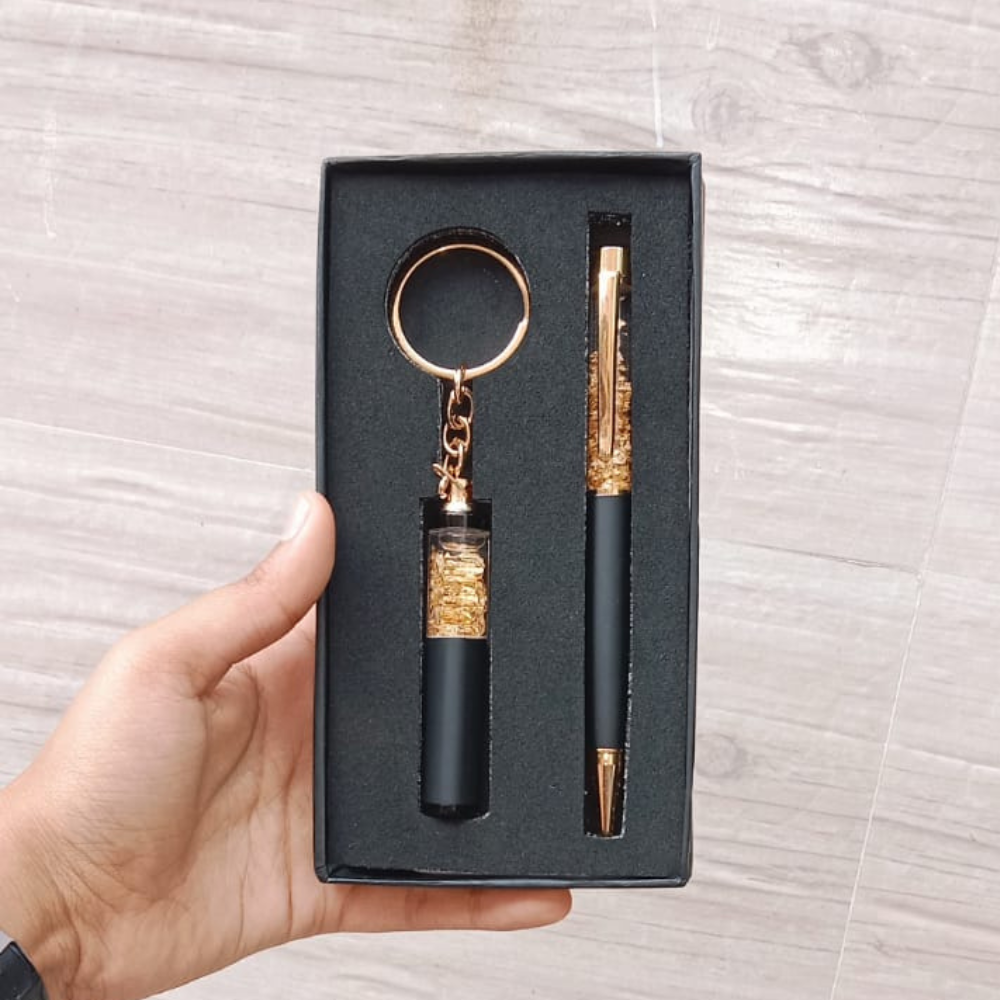 Metal Crystal Pen and Keychain Set