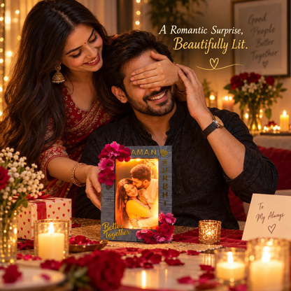 Romantic surprise with a personalized illuminated photo frame