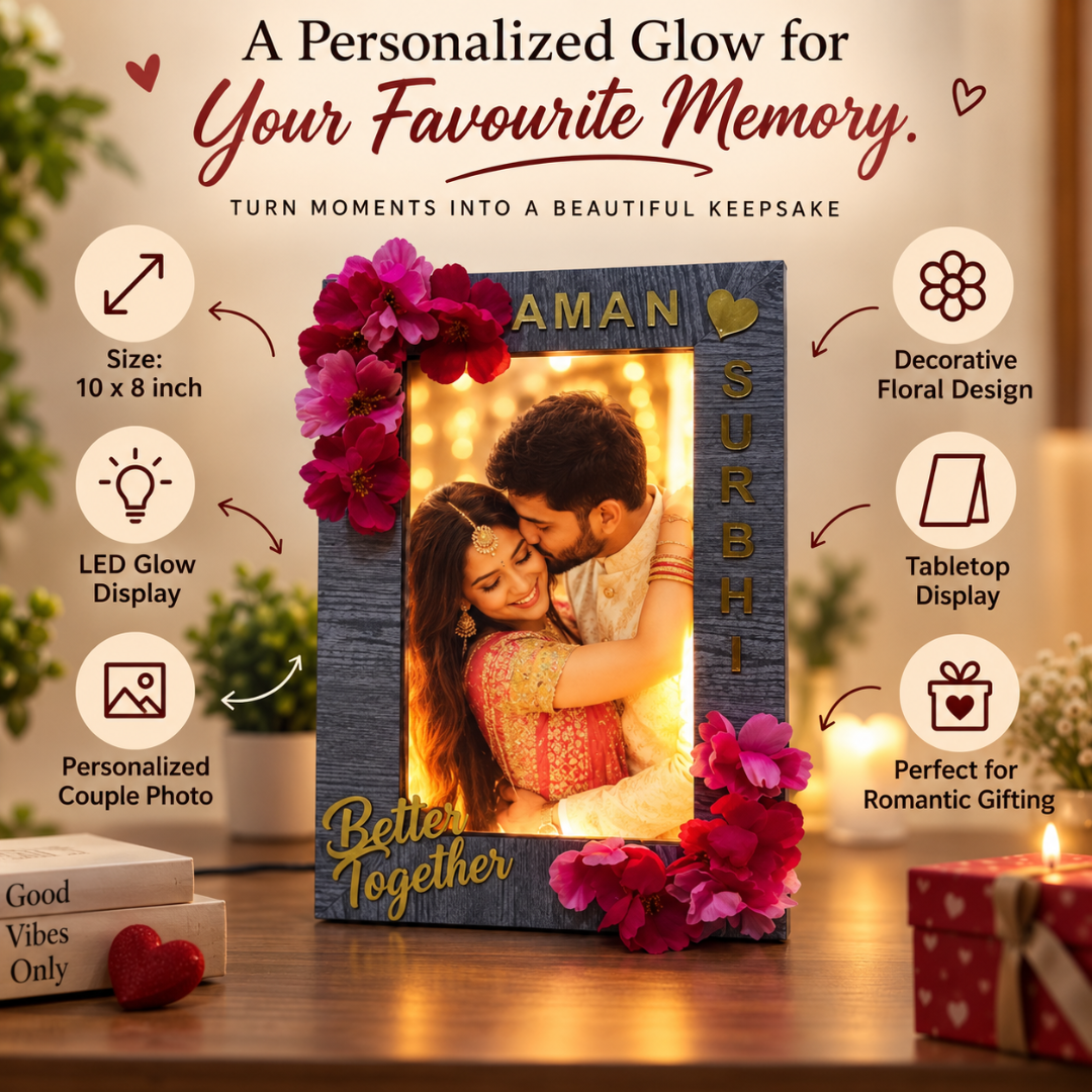 LED photo frame features and tabletop display