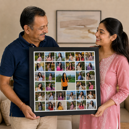 Square collage 33-picture frame – father and daughter gift