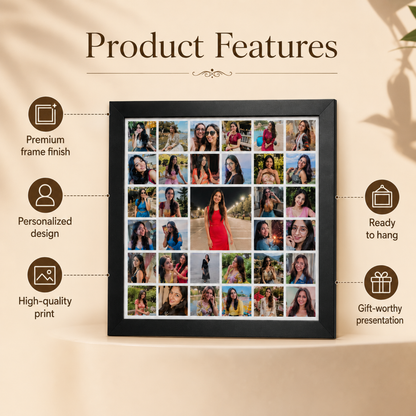 Square collage 33-picture frame – product features