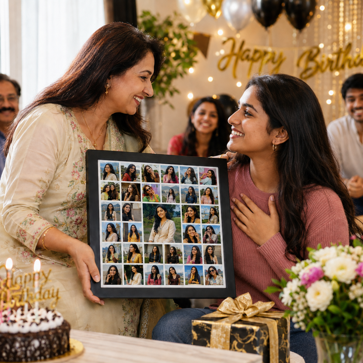 Square collage 33-picture frame – birthday gift